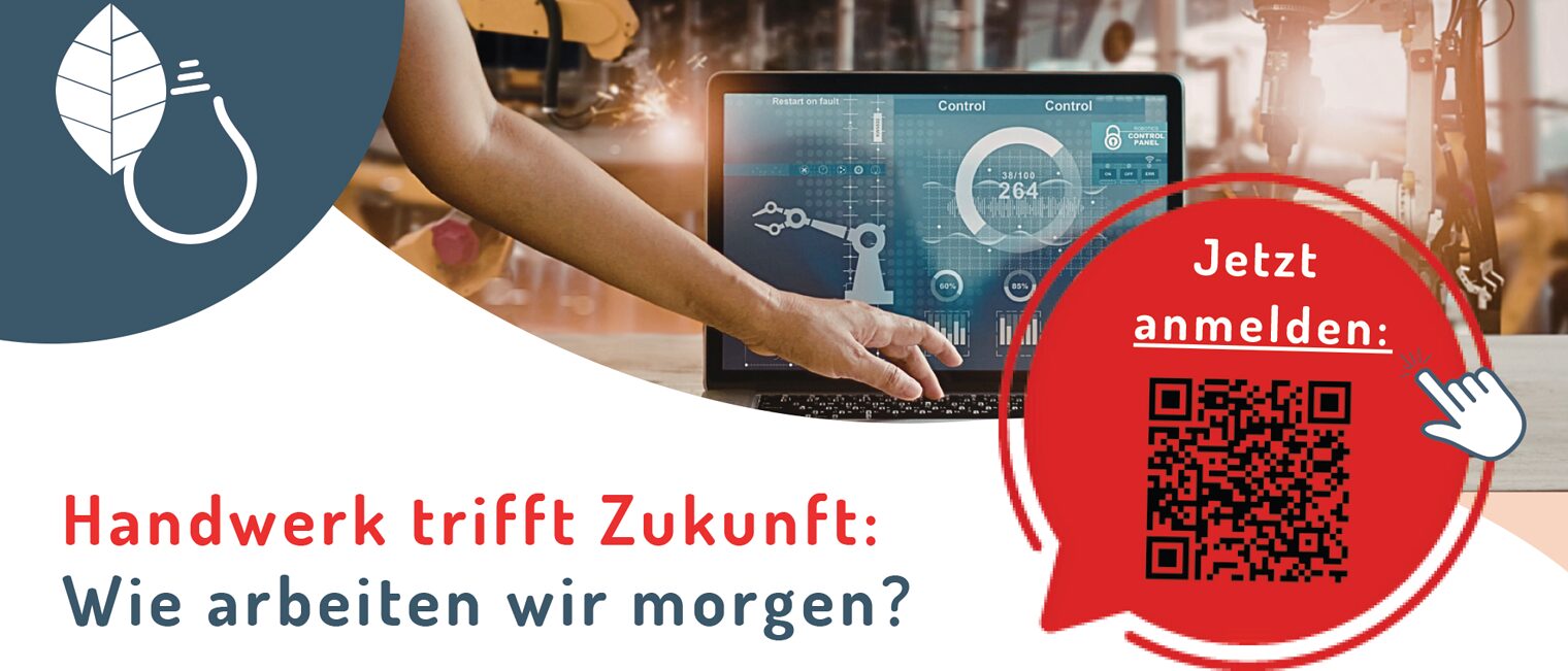 Flyer: Handwerk trifft Zukunft 09.04.2026 17:00 - 19:00 Uhr Ideenfrabrik 